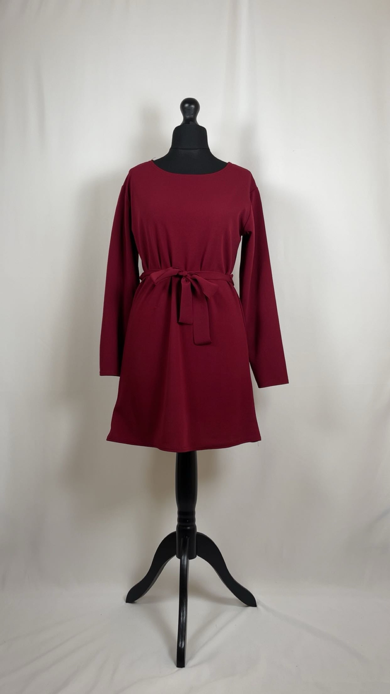 WINE LONG SLEEVE BELTED CO ORD SET