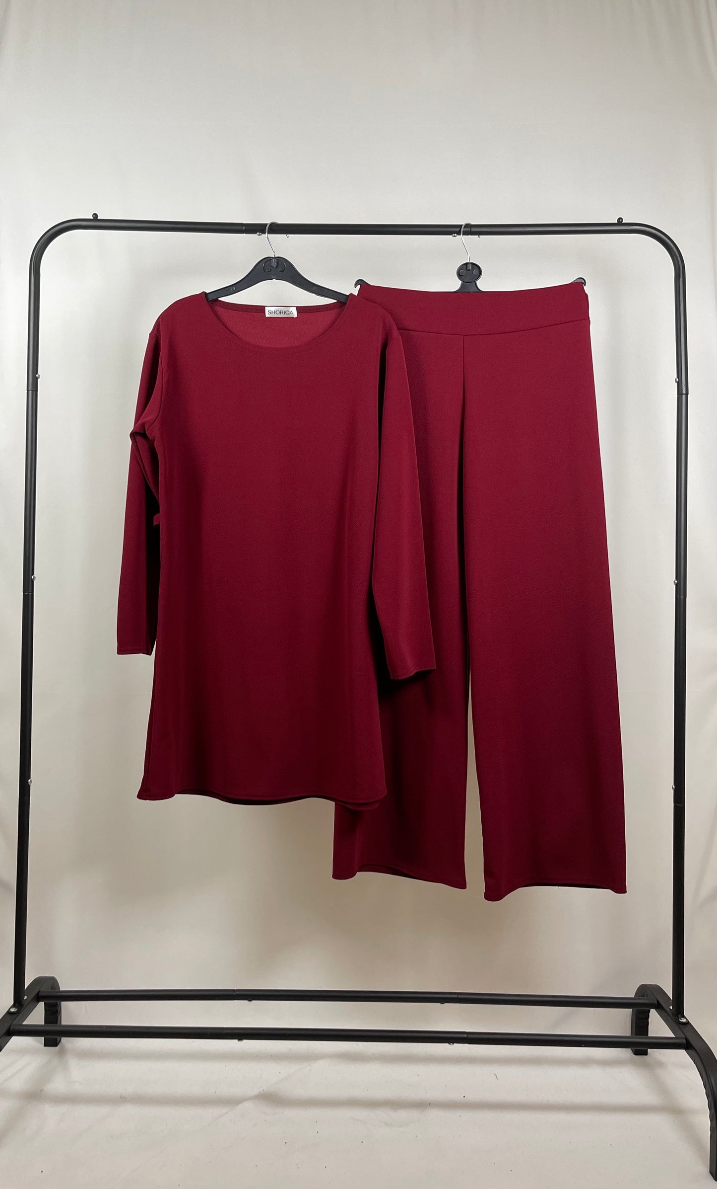 WINE LONG SLEEVE BELTED CO ORD SET