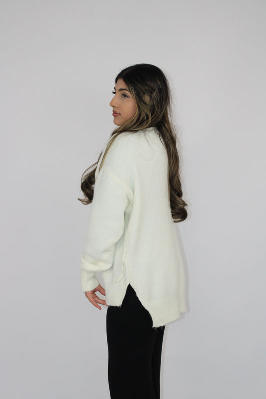 CREAM SOFT KNIT LONG SLEEVE JUMPER