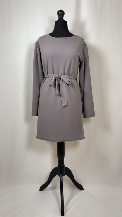 GREY LONG SLEEVE BELTED CO ORD SET