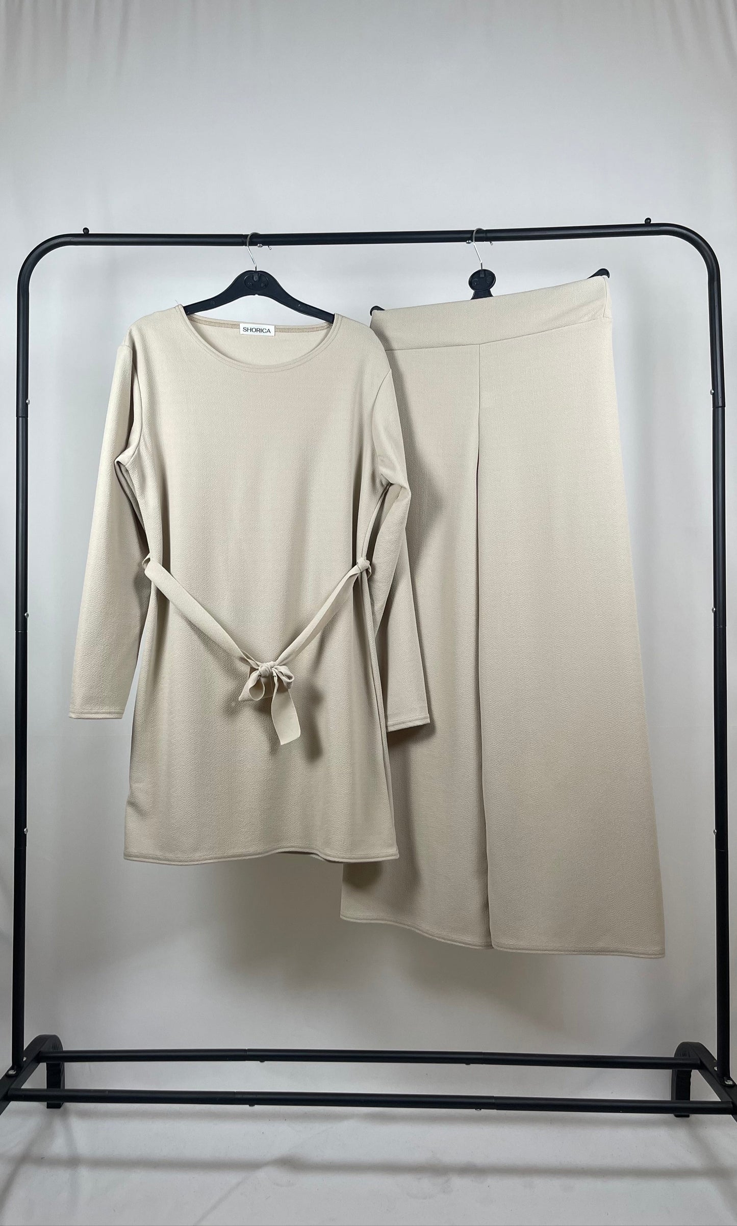 STONE LONG SLEEVE BELTED CO ORD SET