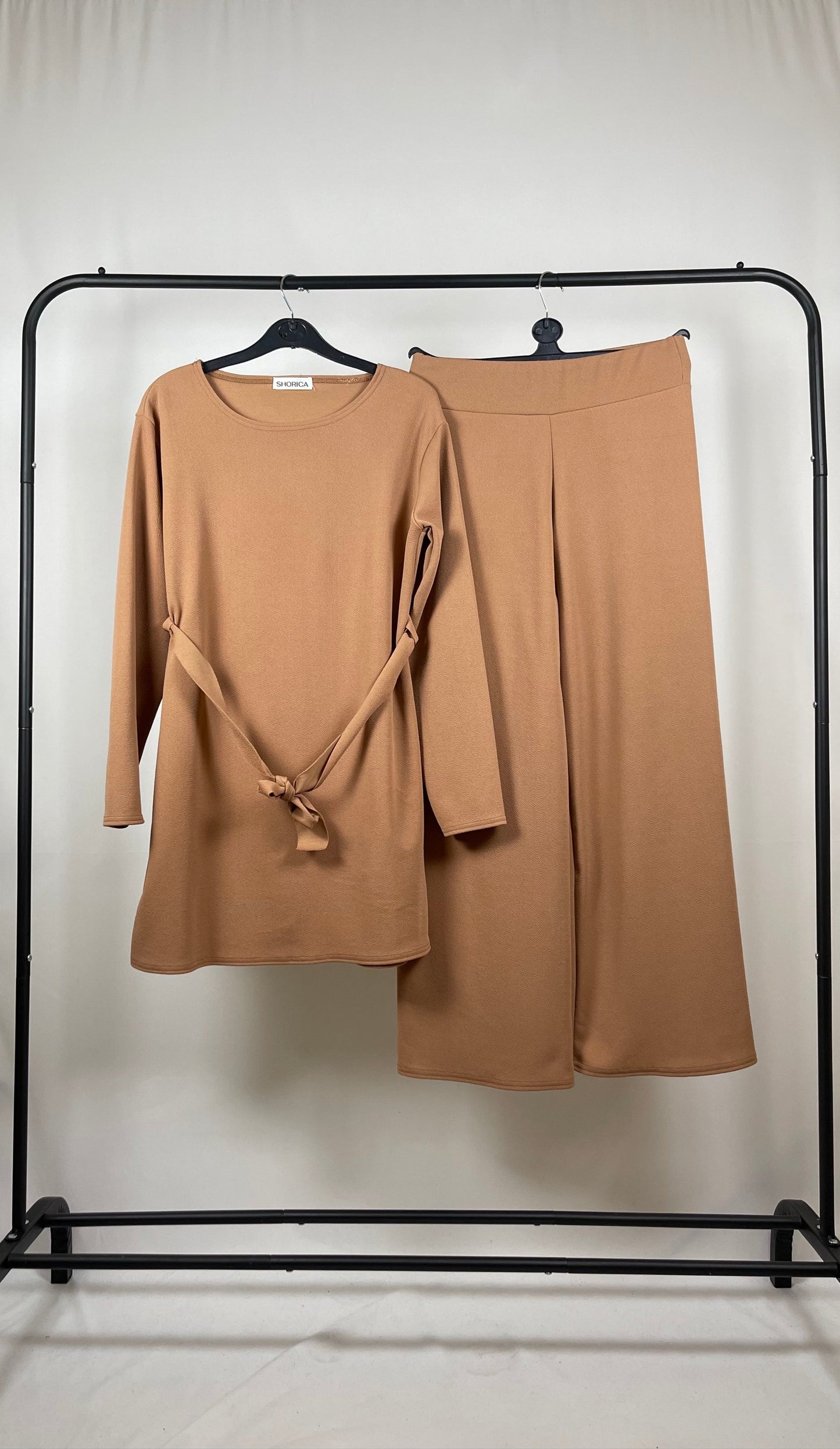 CAMEL LONG SLEEVE BELTED CO ORD SET