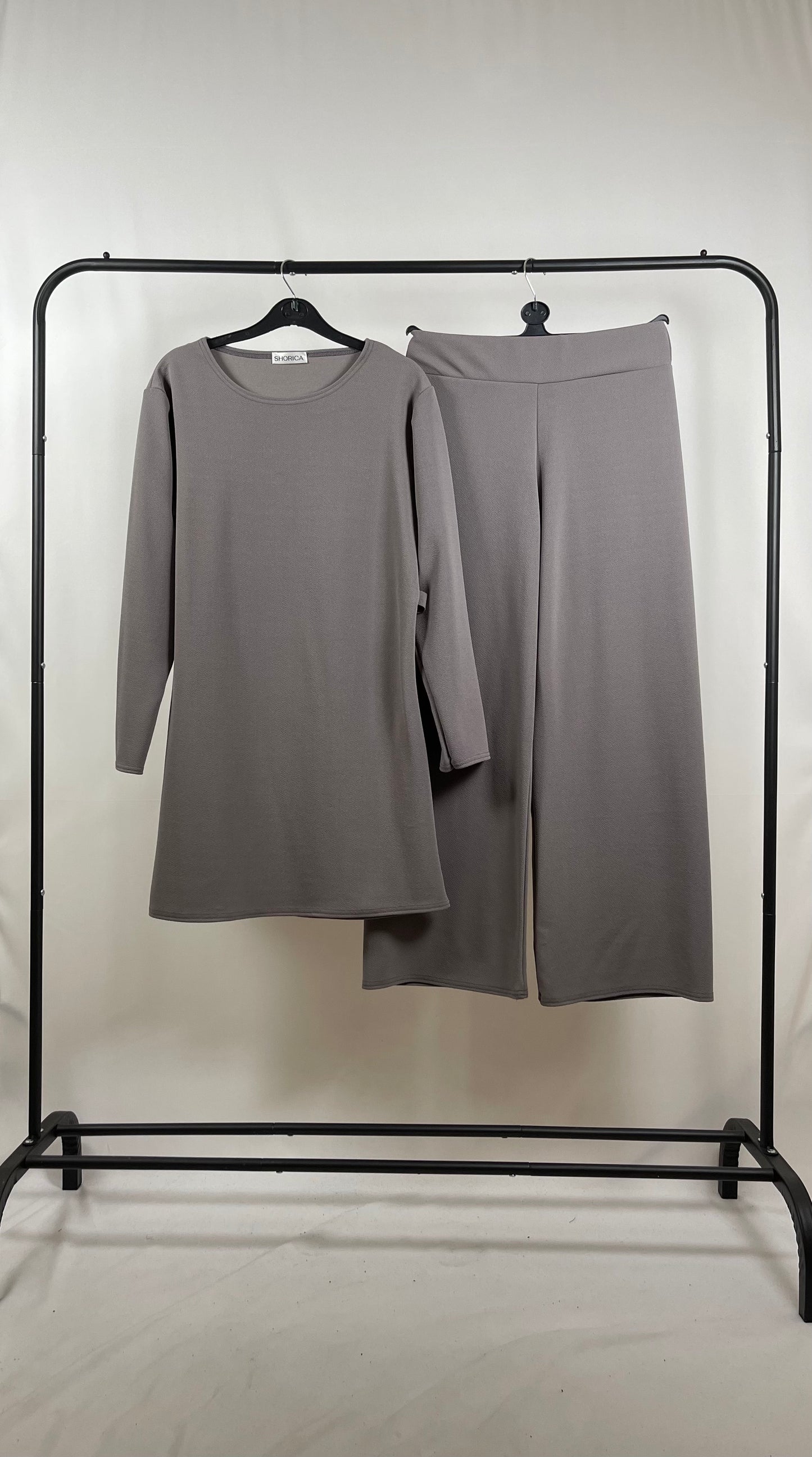 GREY LONG SLEEVE BELTED CO ORD SET