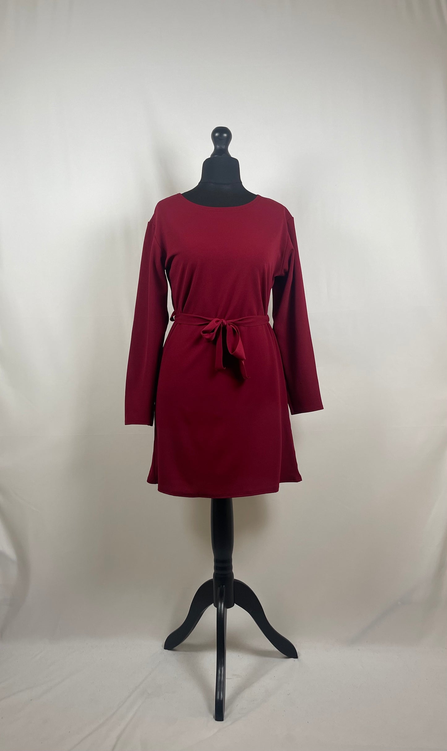 WINE CREPE LONG SLEEVE BELTED CO ORD SET