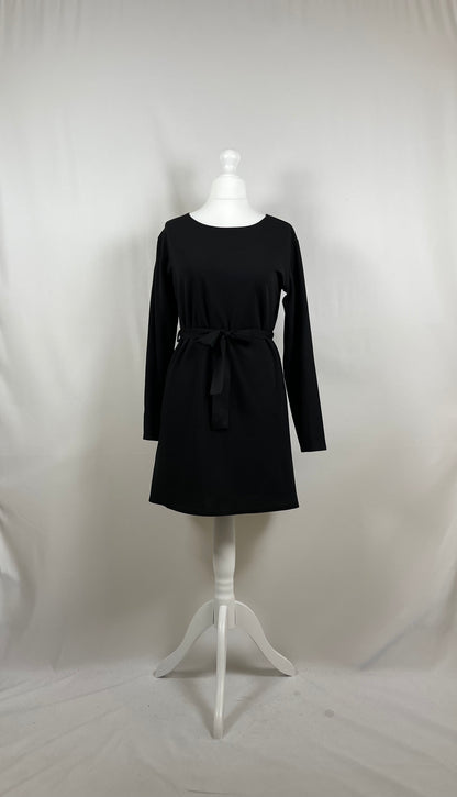 BLACK CREPE LONG SLEEVE BELTED CO ORD SET
