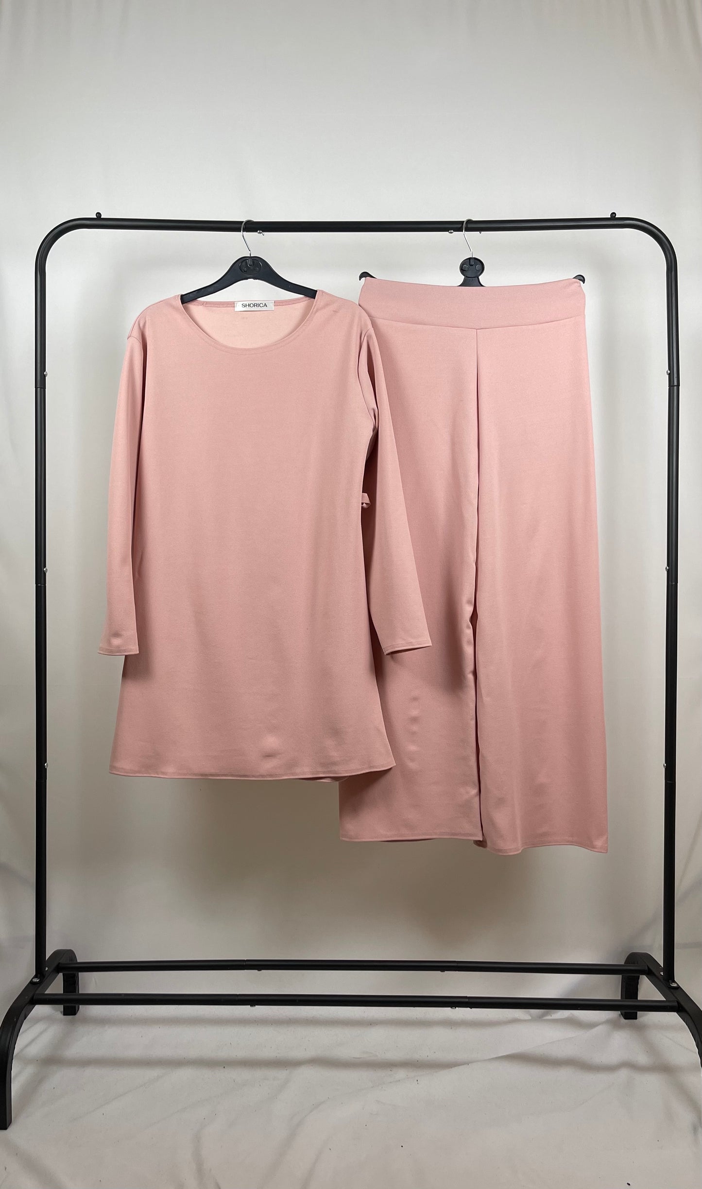 PINK CREPE LONG SLEEVE BELTED CO ORD SET
