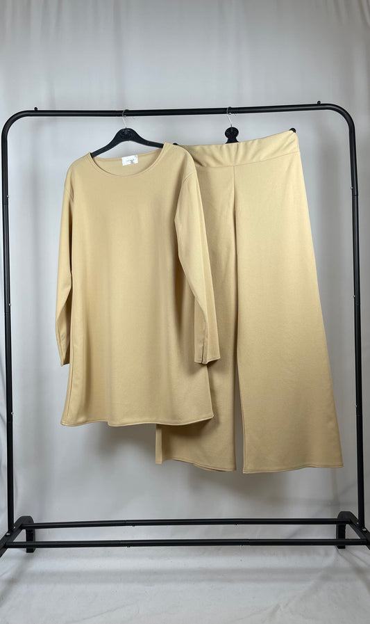 CREAM LONG SLEEVE BELTED CO ORD SET