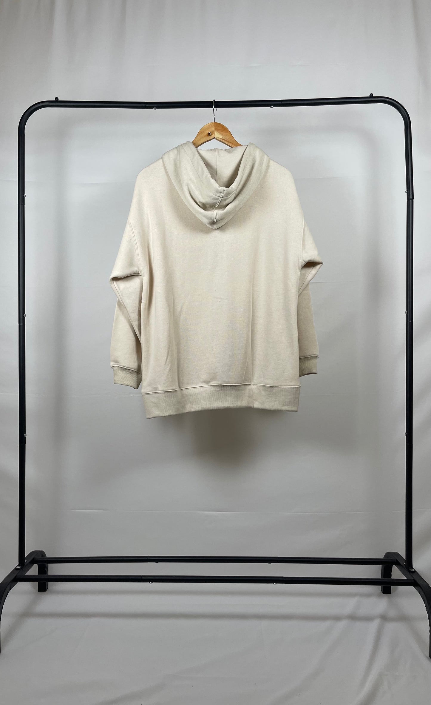 CREAM BASIC DROP SHOULDER ZIP-UP HOODIE
