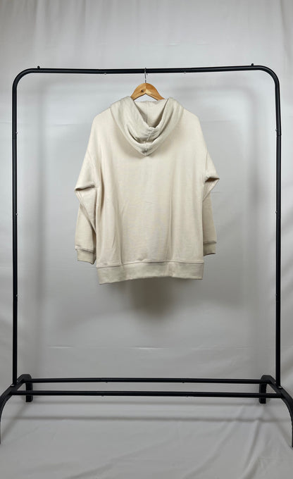 CREAM BASIC DROP SHOULDER ZIP-UP HOODIE