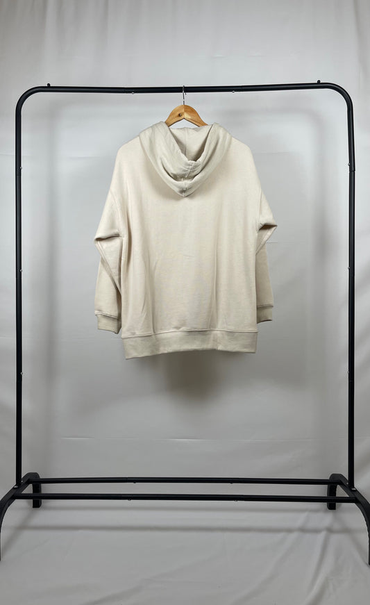 CREAM BASIC DROP SHOULDER ZIP-UP HOODIE